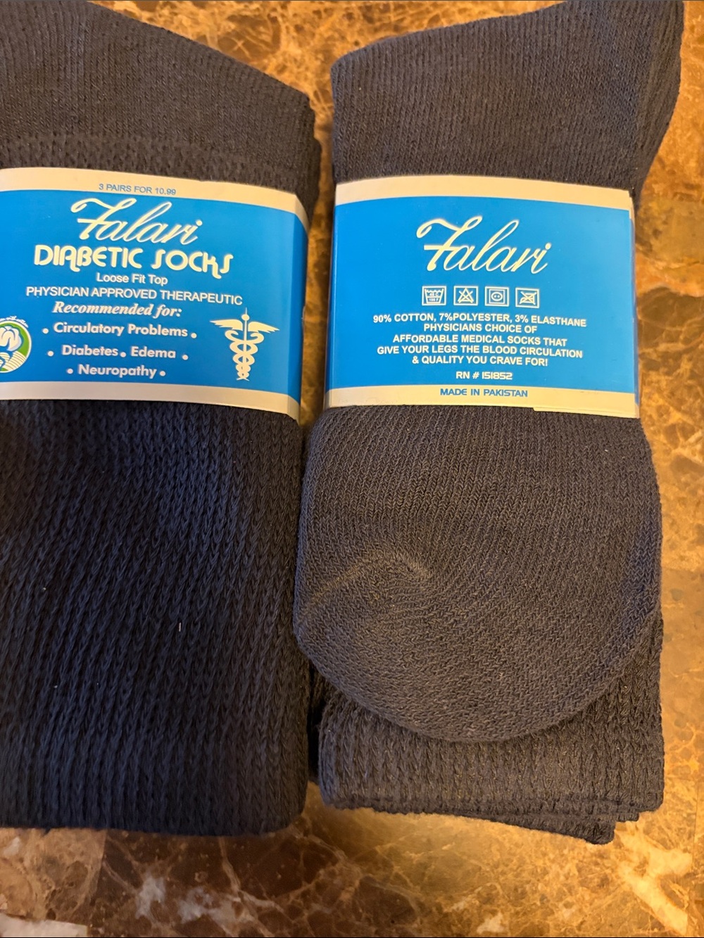 Men's Diabetic Crew Socks — Navy Blue Comfort Pair